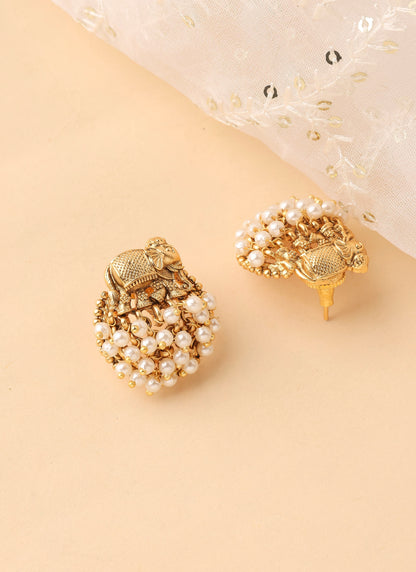 Gold Studs Accented with Pearls