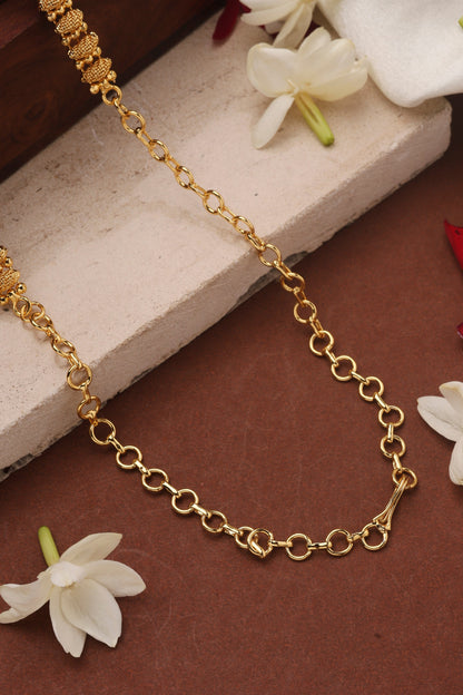 Gold Plated Necklace with Round American Diamond Stone Studded Pendant