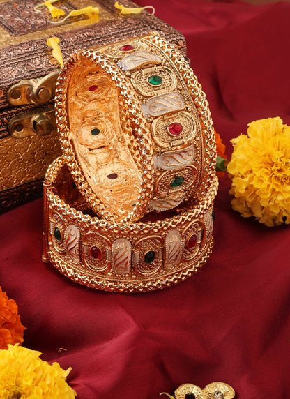 Gold-Plated Rajwadi Meenakari Statement Bangles