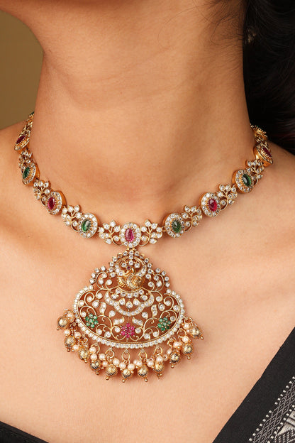 Ornate Indian Style Necklace with Curved Detailing