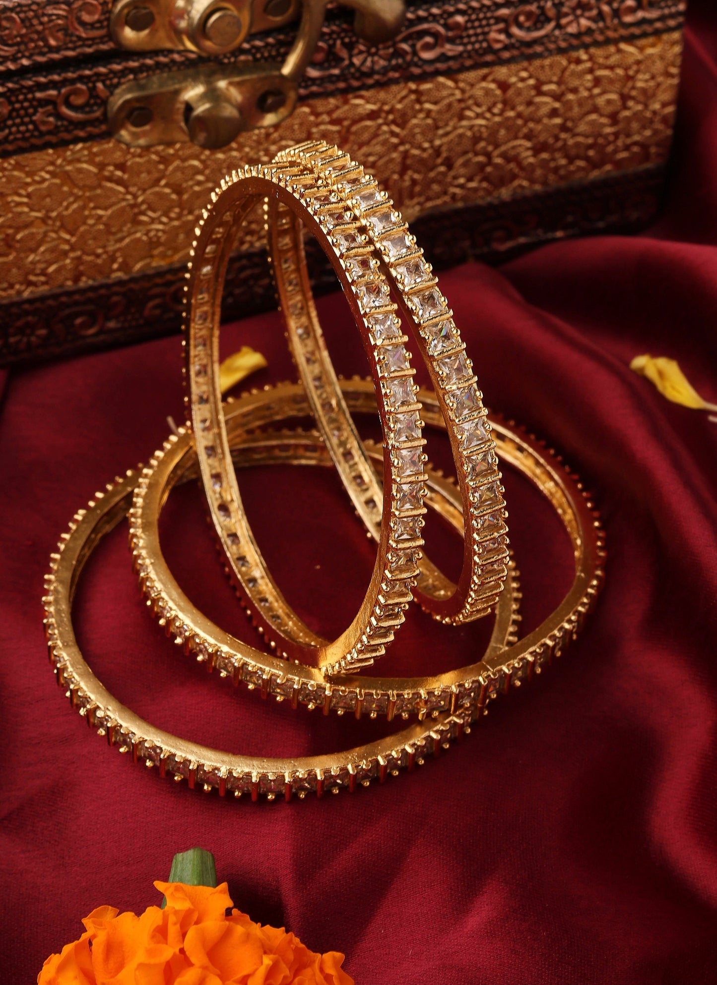 Set of four Gold-Plated American Diamond Bangles