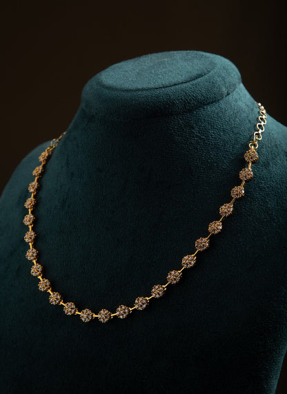 American Diamond Necklace Set with Delicate Floral Motifs