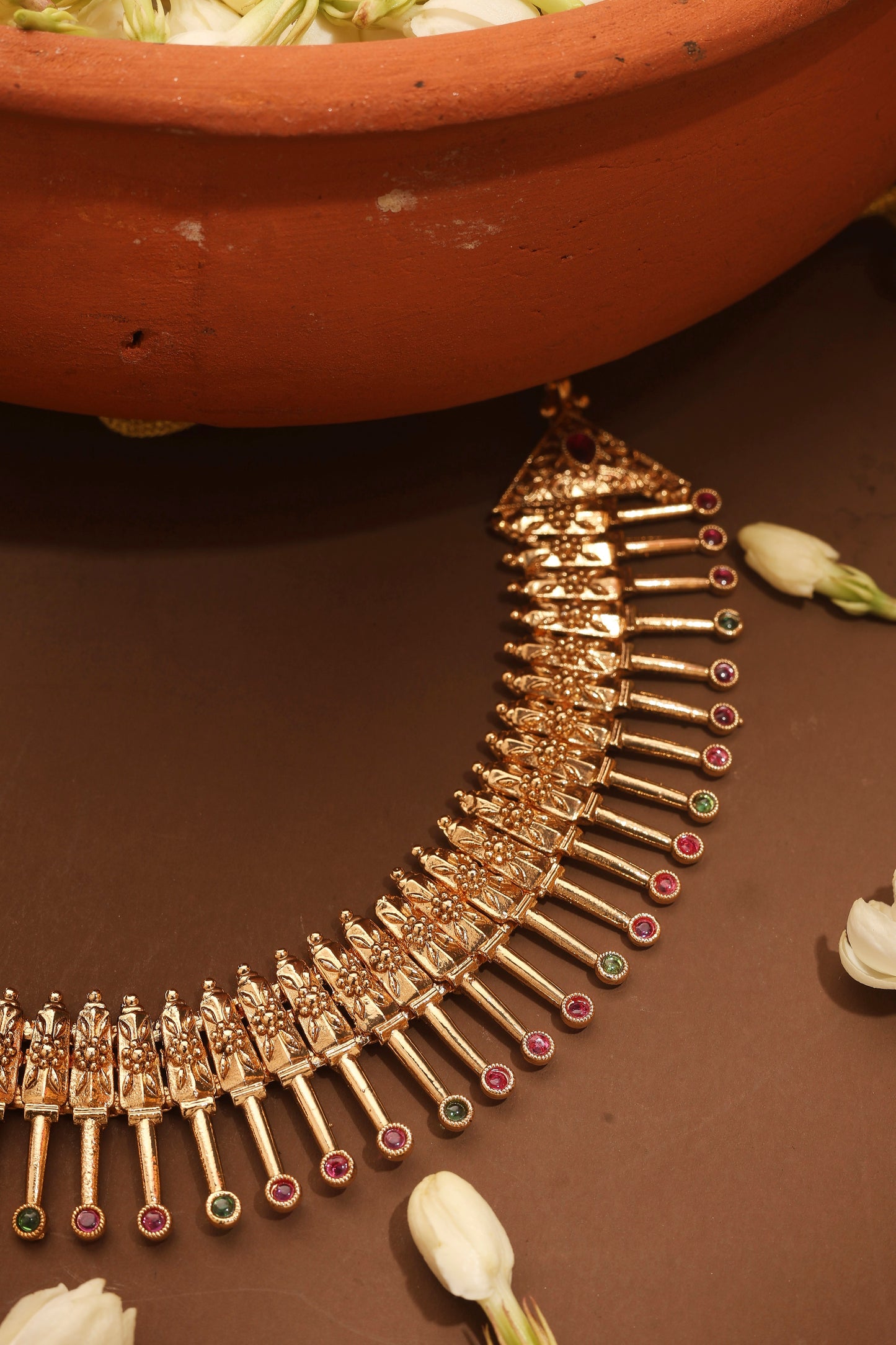 Gold Plated Temple Design Necklace Set