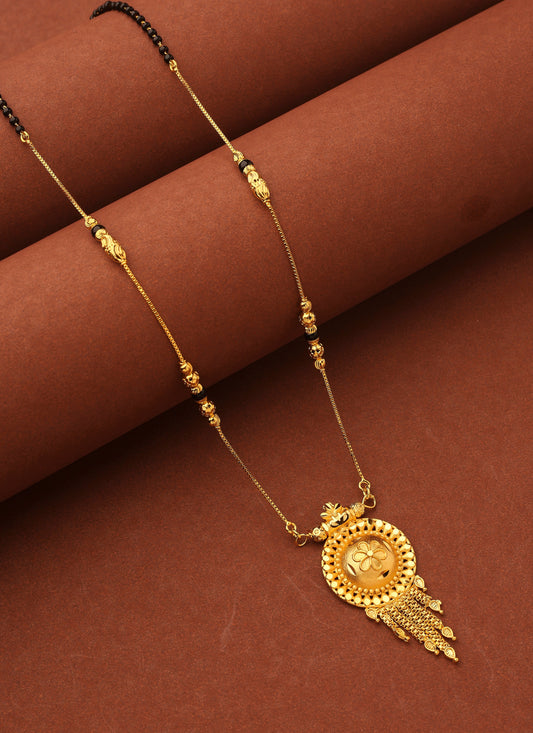 Gold-Plated Traditional Tali Mangalsutra with Floral Pendant
