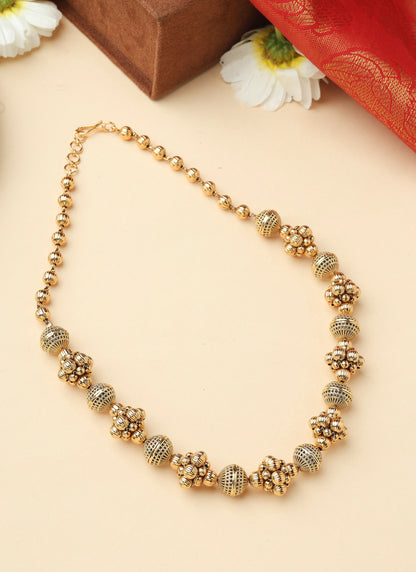 Gold Necklace Set with Ball Inspired Design