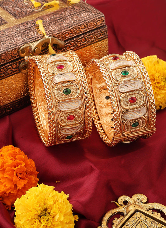 Gold-Plated Rajwadi Meenakari Statement Bangles