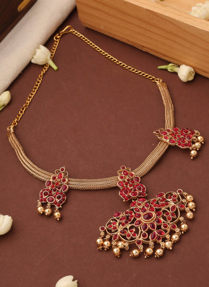 Red Stone Kemp jewellery Necklace Set