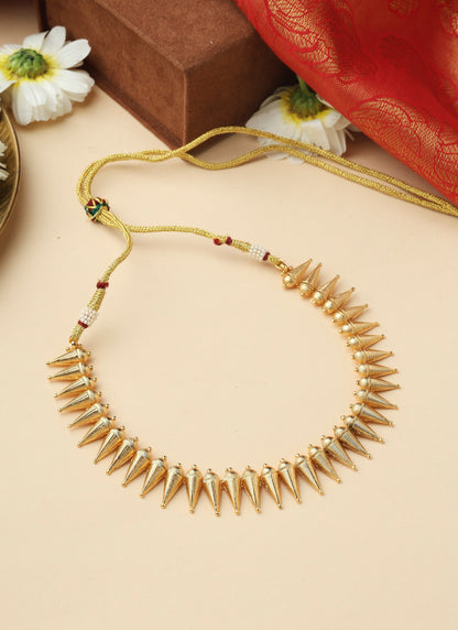 High Gold Temple Necklace Set with Jhumkas