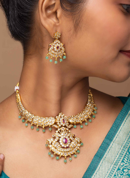 Kundan chandbali necklace set
