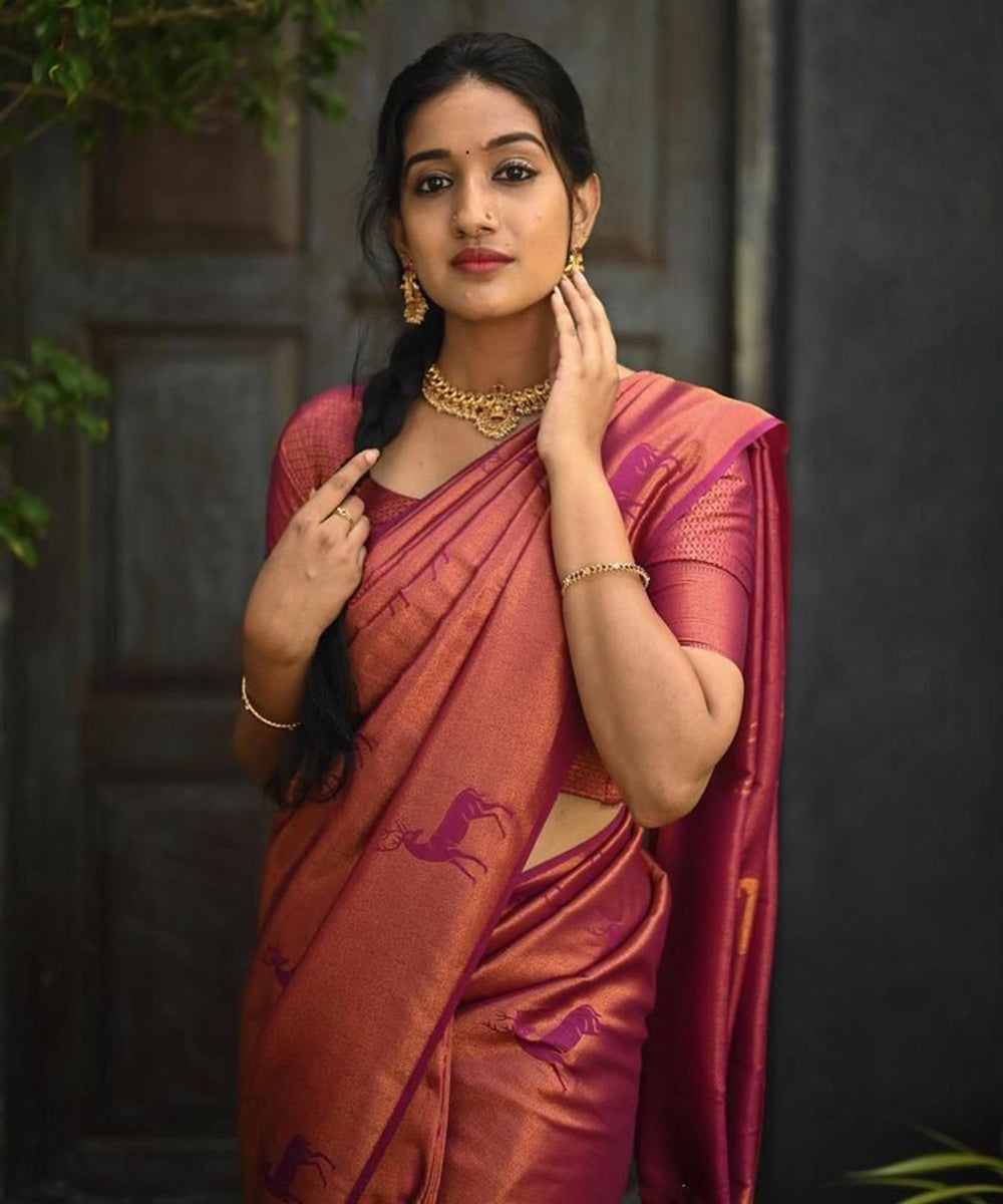 Maroon Kanjivaram Styled Art Silk Saree
