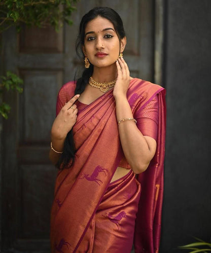 Maroon Kanjivaram Styled Art Silk Saree