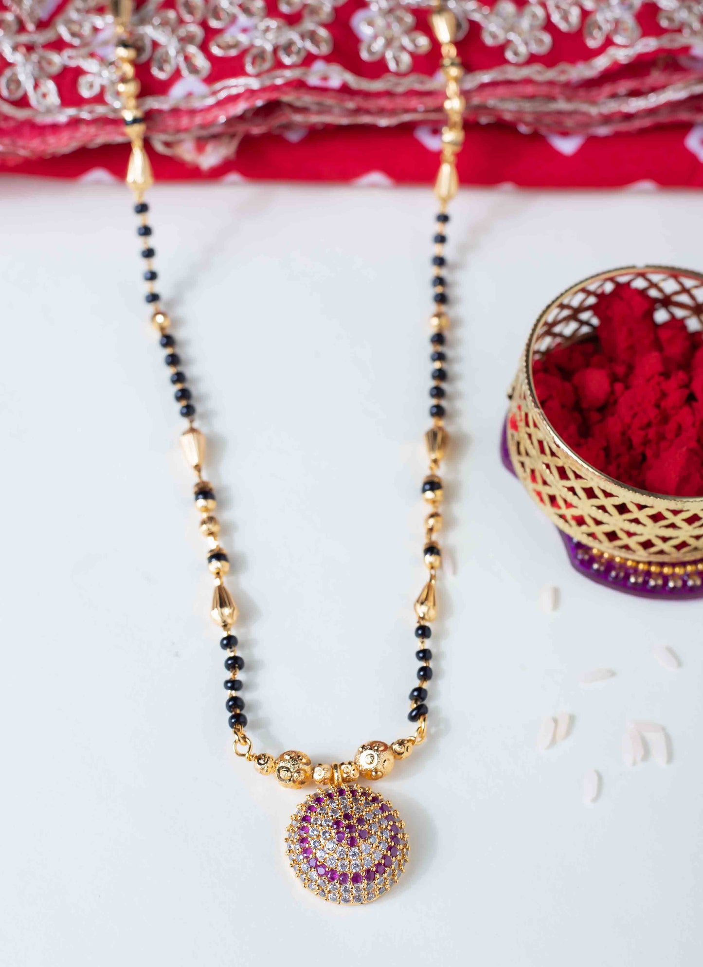 Gold Plated Black Bead Mangalsutra