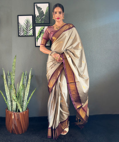 Silver & Purple Art Silk Saree