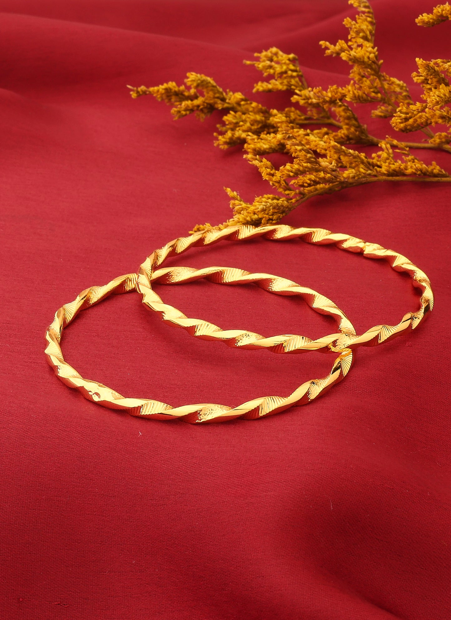 Elegant Gold-Plated Twisted Bangles