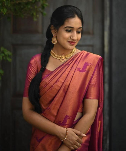 Maroon Kanjivaram Styled Art Silk Saree