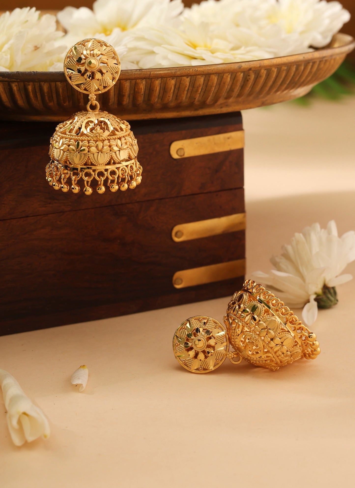 Golden Essence Jhumka Earrings