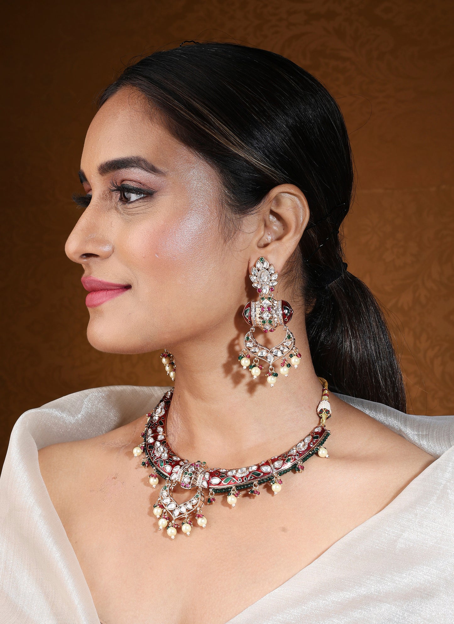 Hasli Choker with Meenakari Work and Kundan Stones