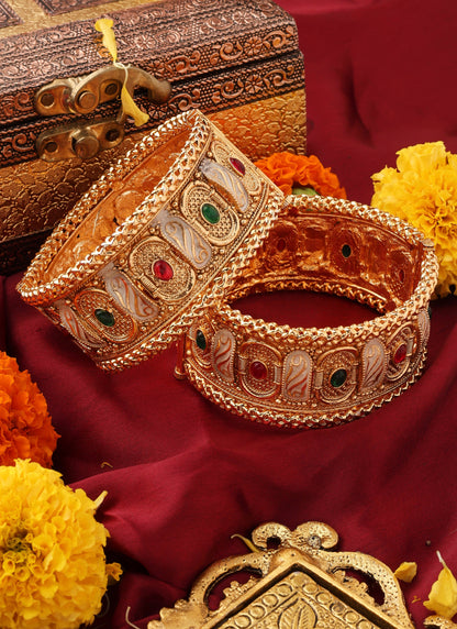 Gold-Plated Rajwadi Meenakari Statement Bangles