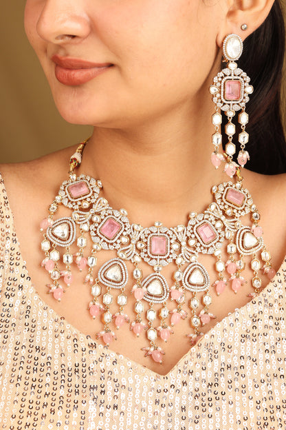 Kundan Necklace Set with Pink Stones