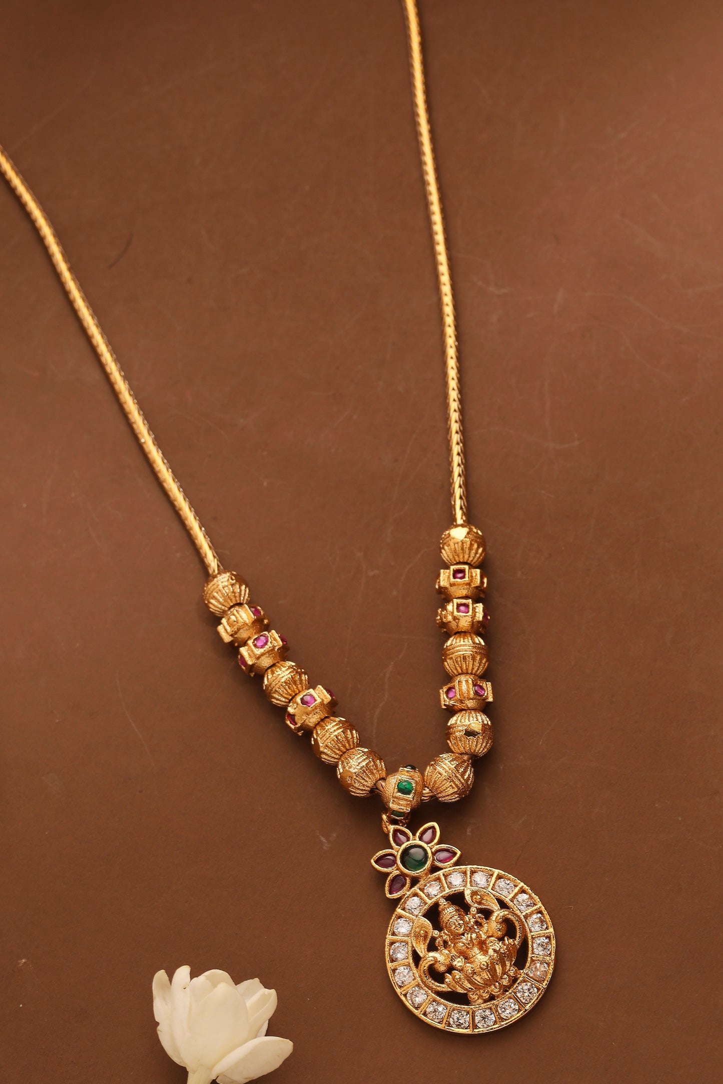 Laxmi Motif Pendant Necklace with Ball Chain