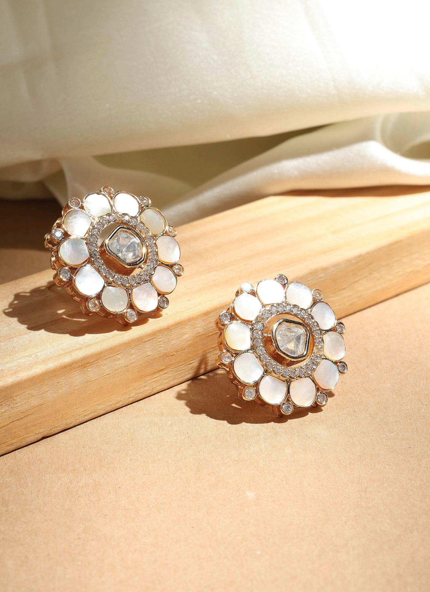 Statement Studs with Monalisa White Stones