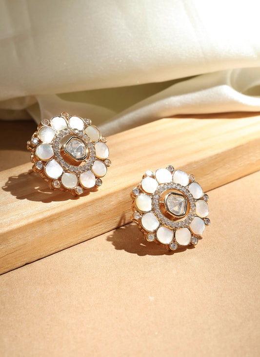 Statement Studs with Monalisa White Stones