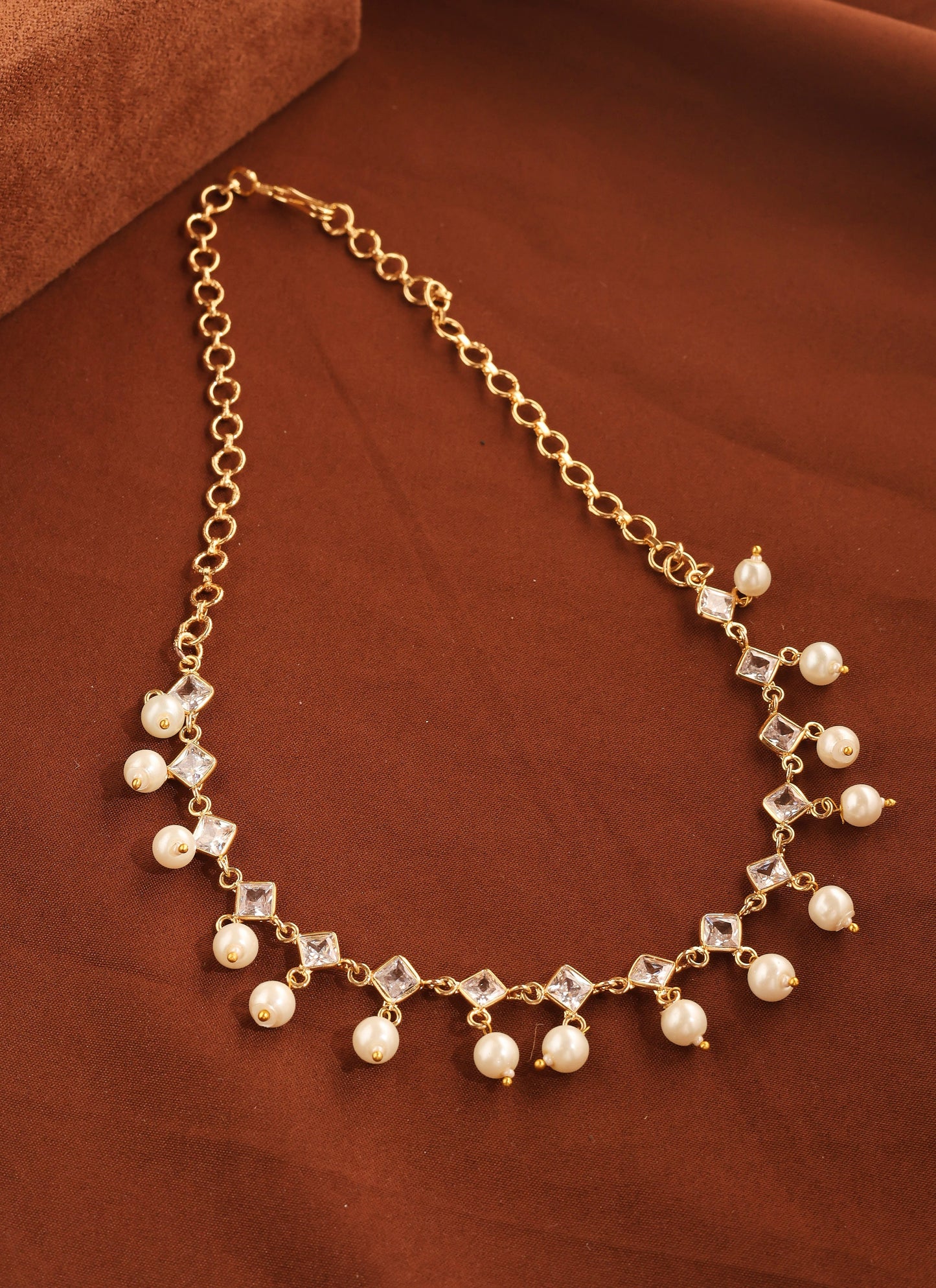 American Diamond and Pearls Necklace