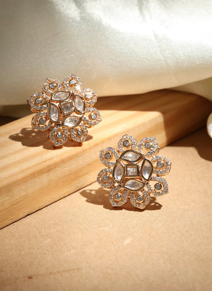 Floral Stud Earrings with American Stones