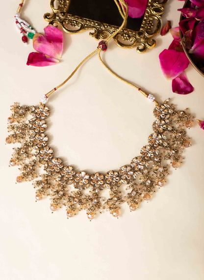 Gold Plated Fascinating Necklace Set with Brown Pearls