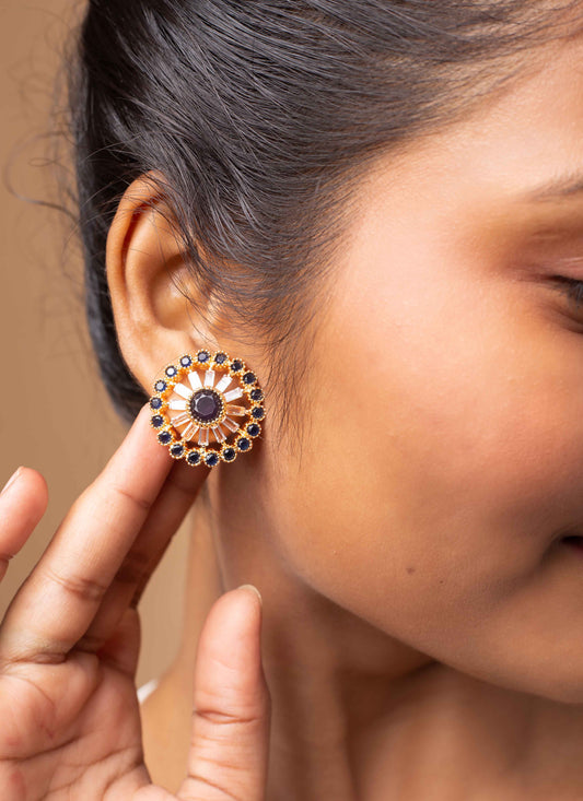 American diamond studs with black stones