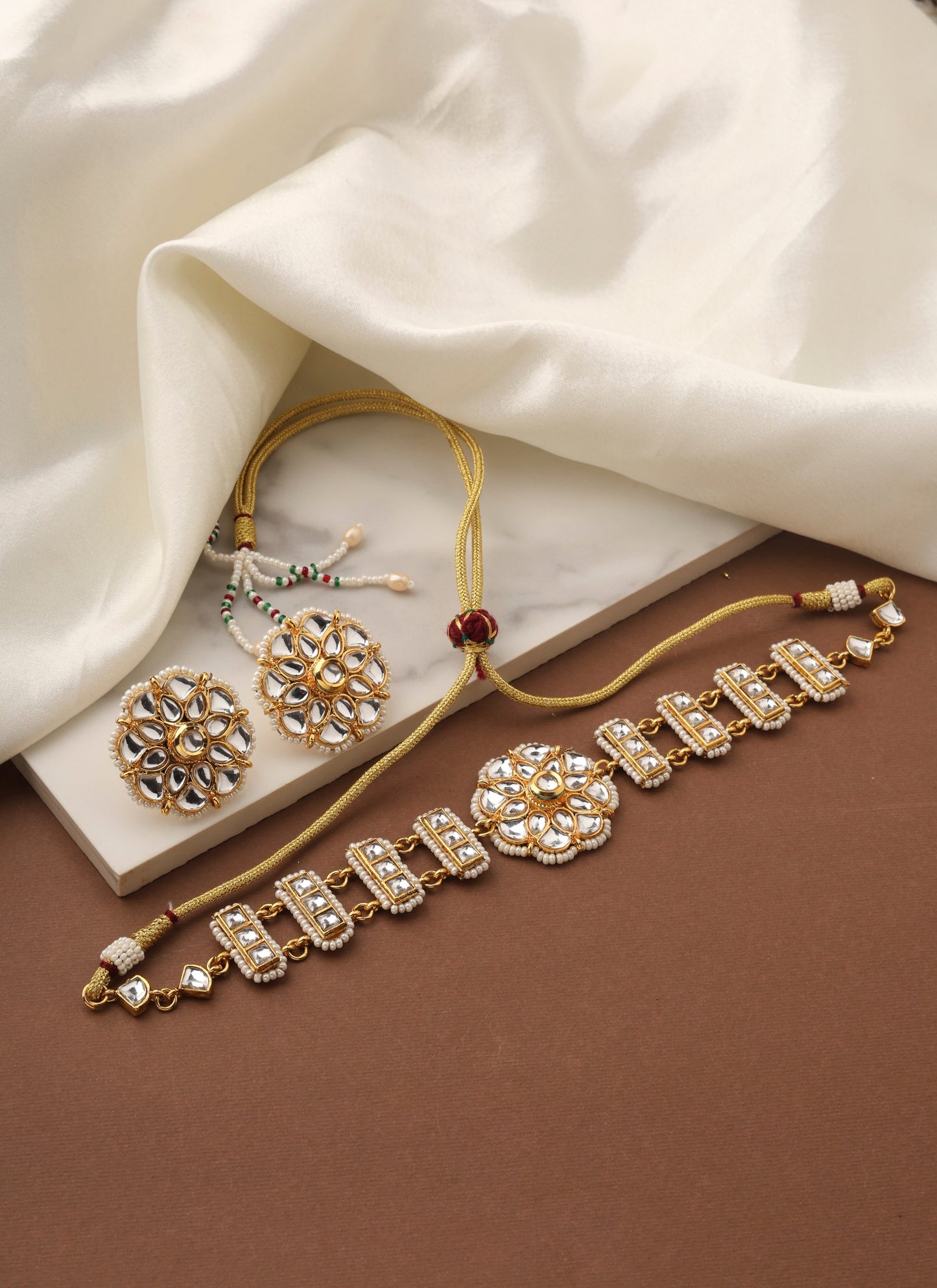 Kundan Choker Set with Floral Studs