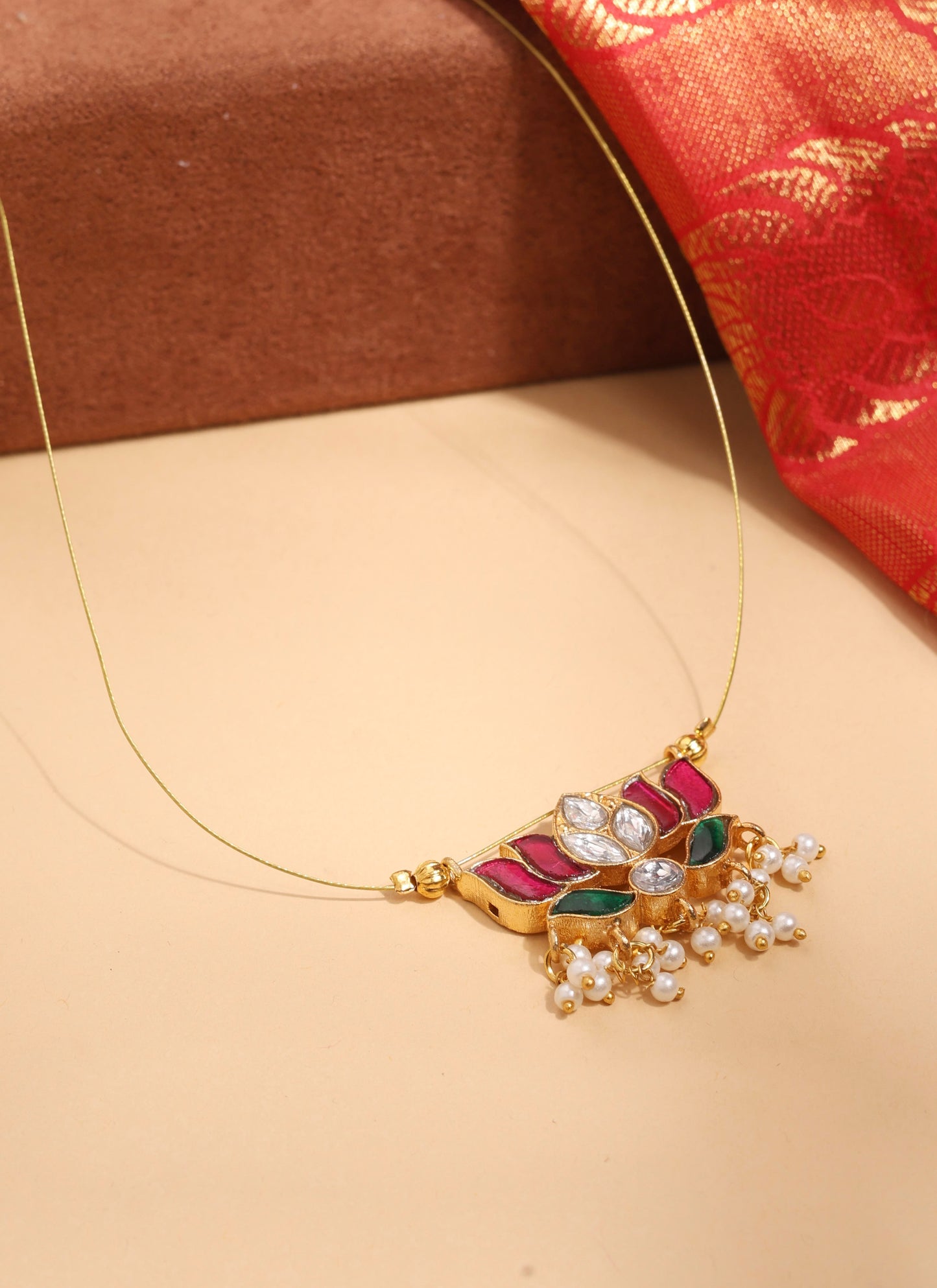 Graceful Gold Invisible Chain with Lotus Pendant