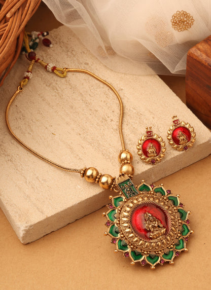 Sunlit Lakshmi Ruby Necklace Set