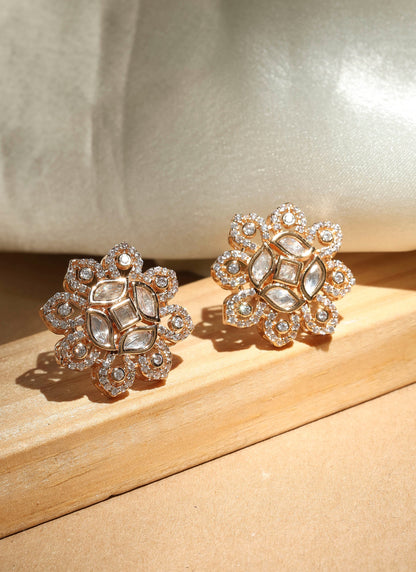 Floral Stud Earrings with American Stones