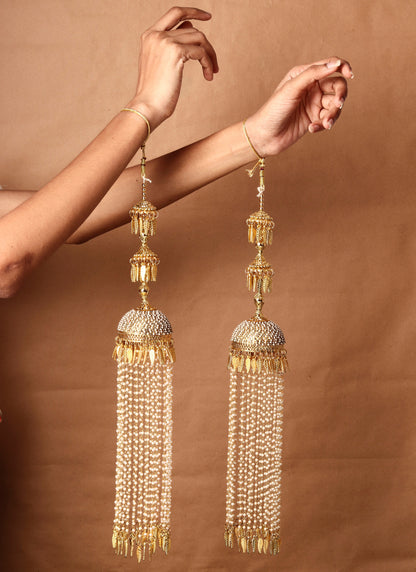 Set Of two Feathery Stone-Studded & Pearl-Beaded Kaleeras