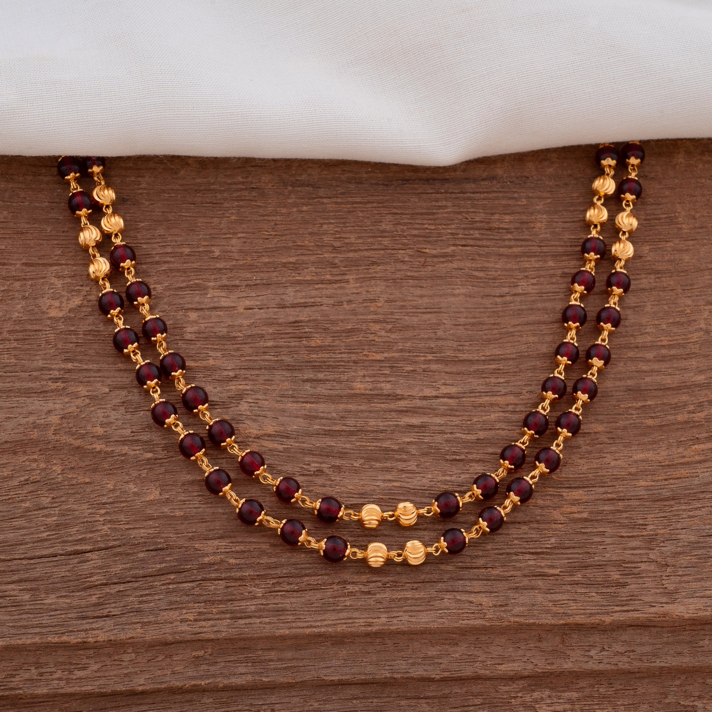 Maroon Beads Garnet Long Necklace