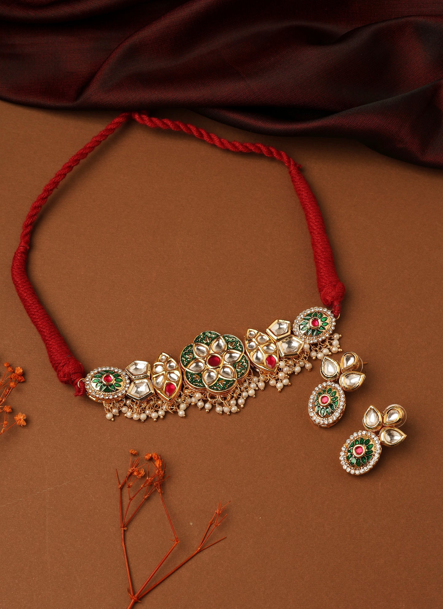 Kundan Choker Set with Meenakari Work