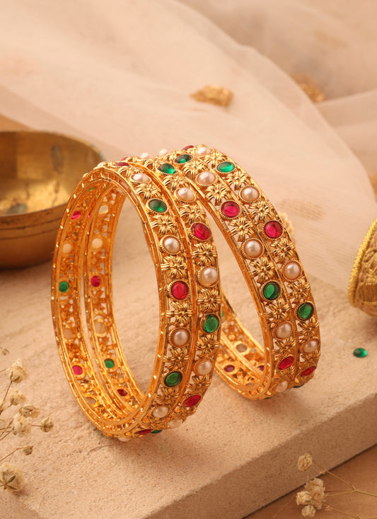 Gold studded jewellery alloy bangles
