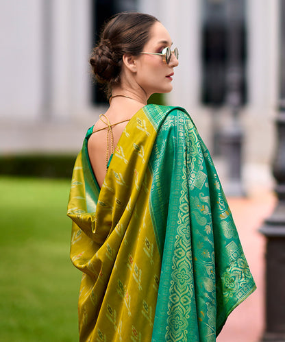 Lemon Green Soft Silk Patola Saree