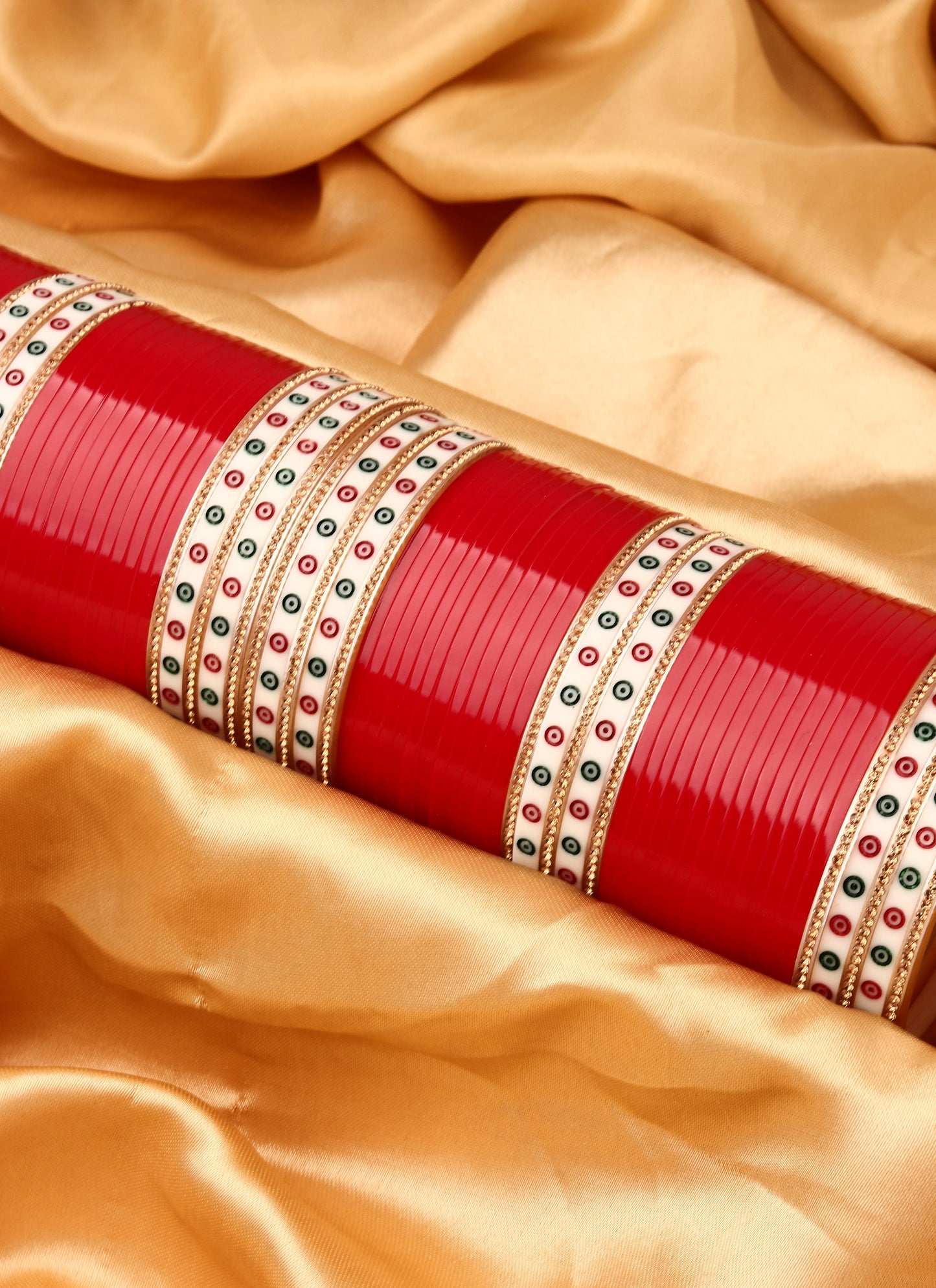 Women Set of 48 Maroon & Gold-Plated Bridal Chuda Bangles