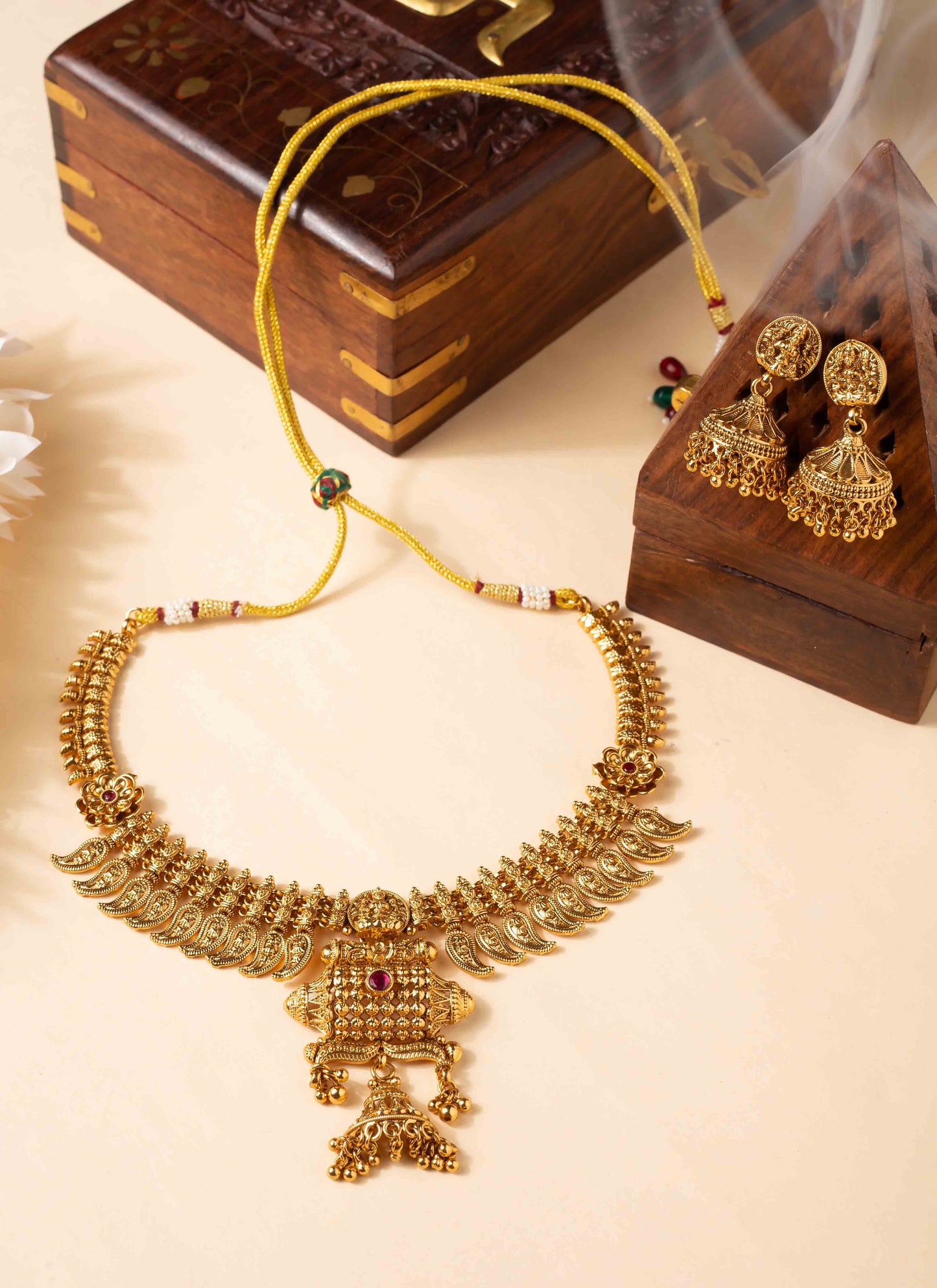 Gold Plated Temple Necklace Set