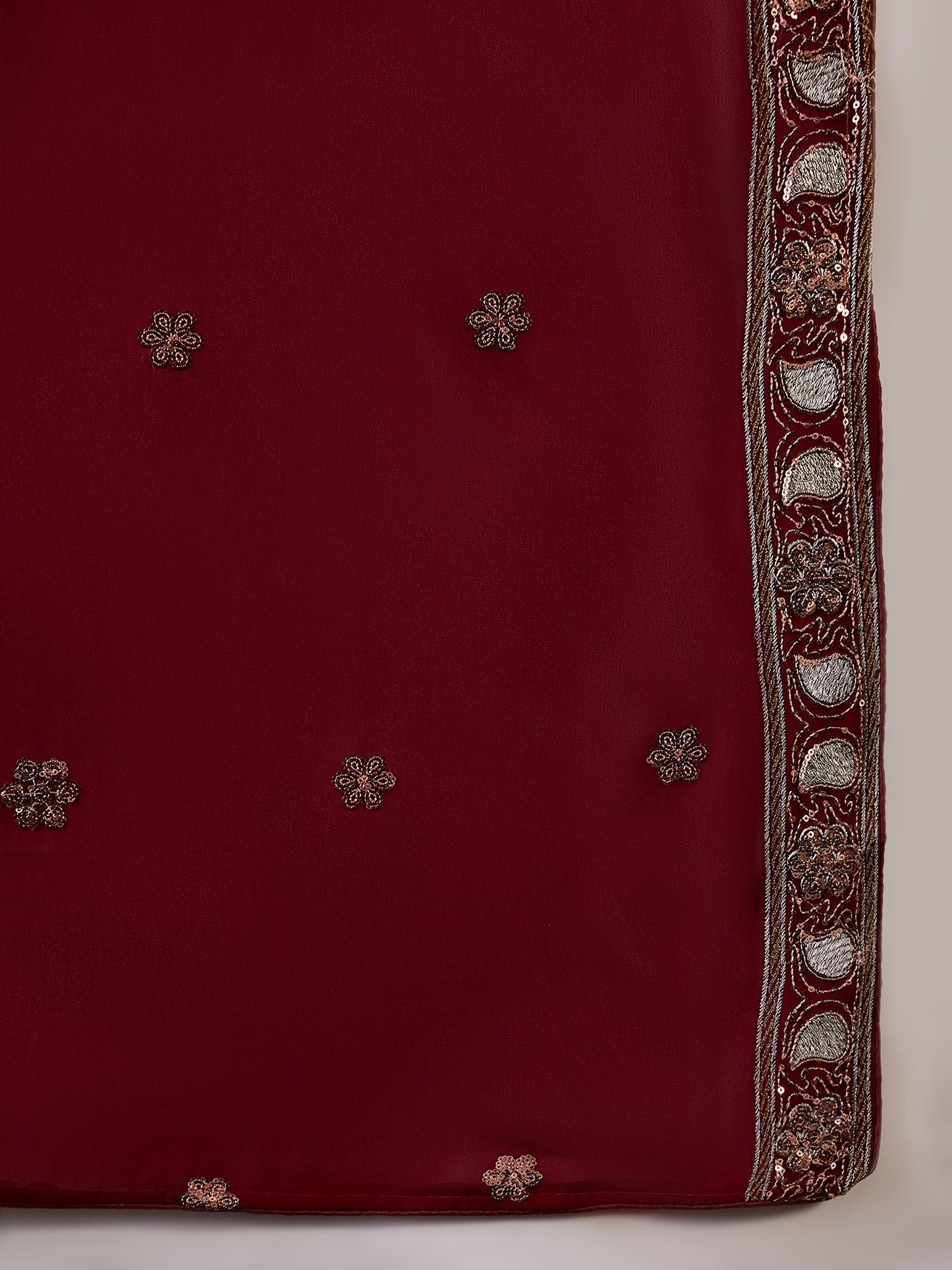 Semi Stitched Pakistani Suit in Maroon Faux Georgette