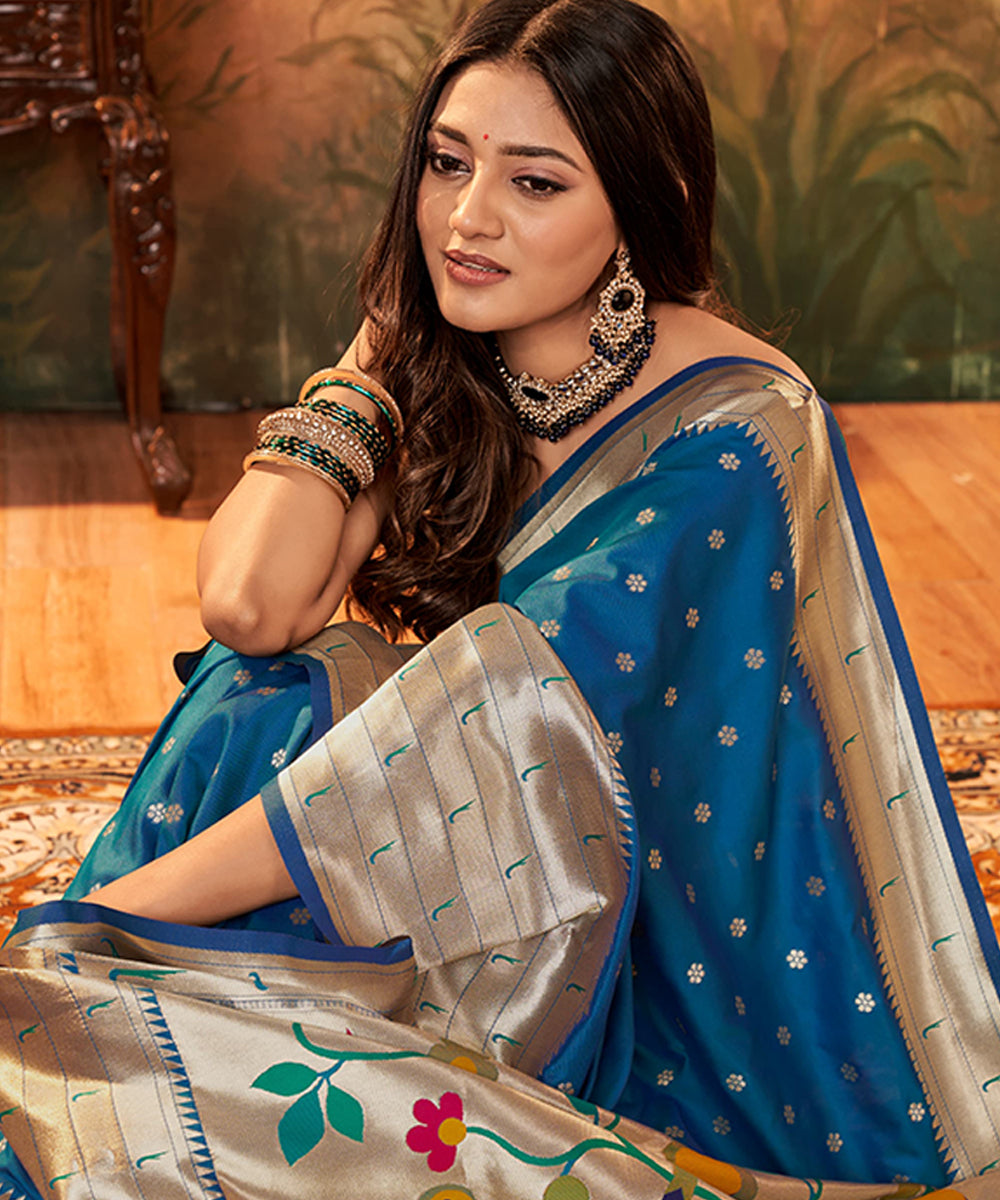 Royal Blue Charm Paithani Art Silk Saree