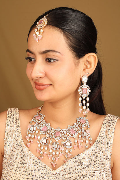 Kundan Necklace Set with Pink Stones