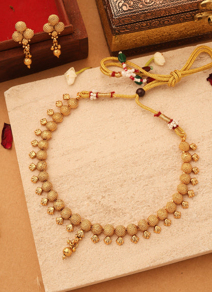 Gold Round Ball Necklace Set