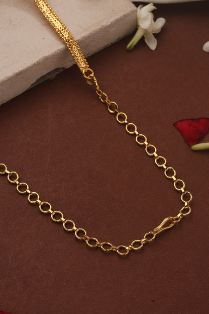 Gold Plated Long Necklace Set with Floral Designs