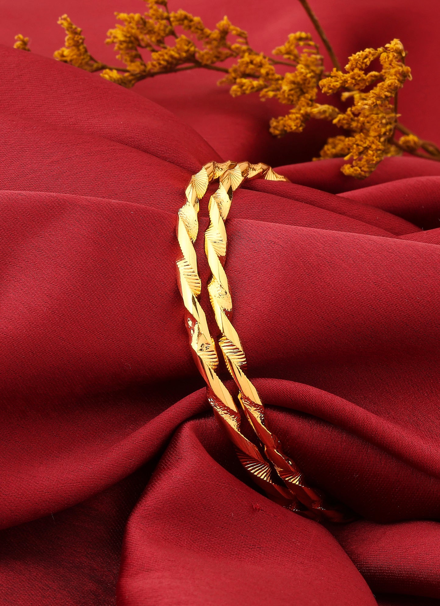 Elegant Gold-Plated Twisted Bangles