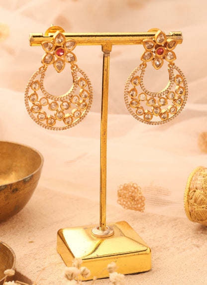 Gold Plated Earrings with American Stones