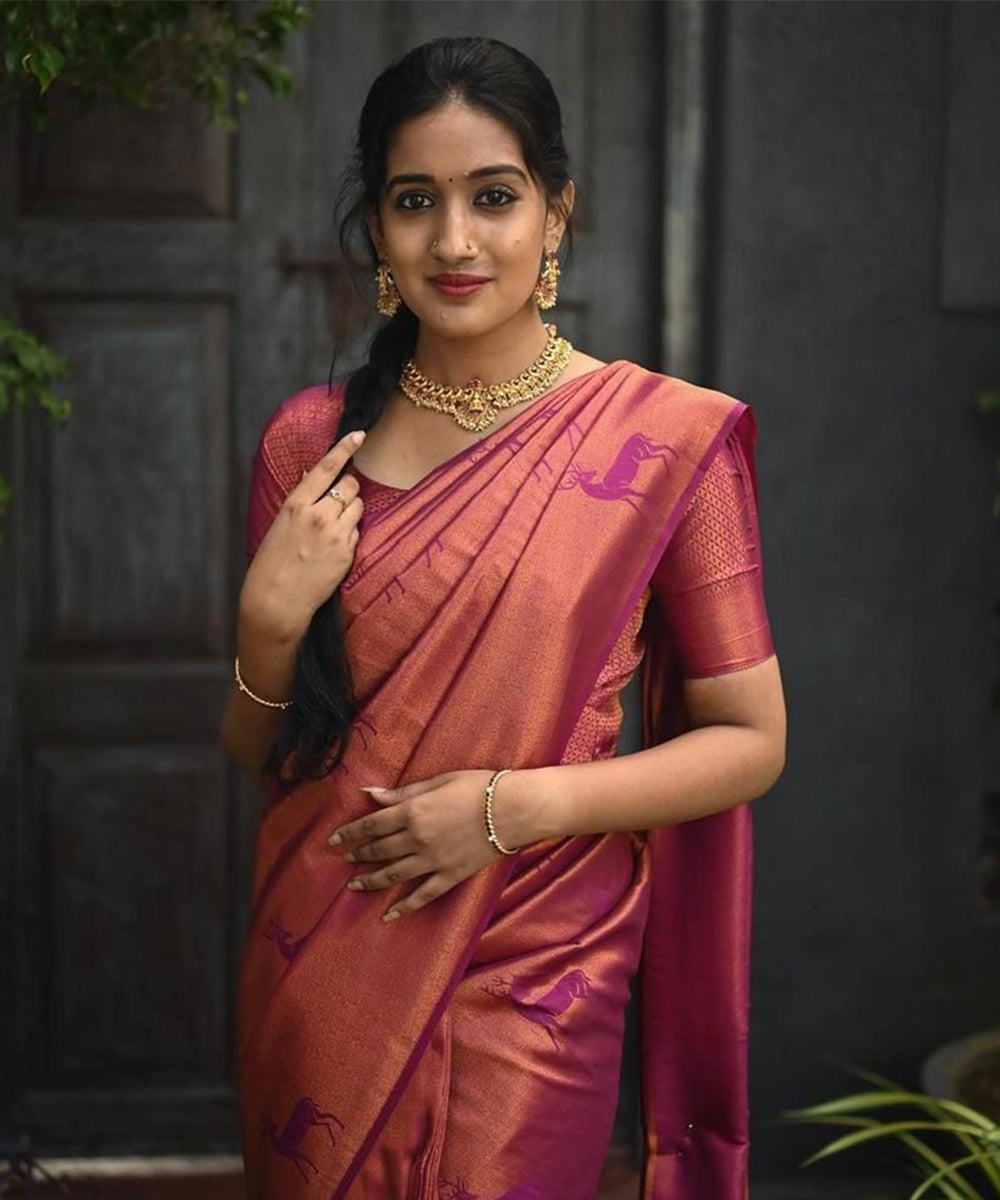 Maroon Kanjivaram Styled Art Silk Saree
