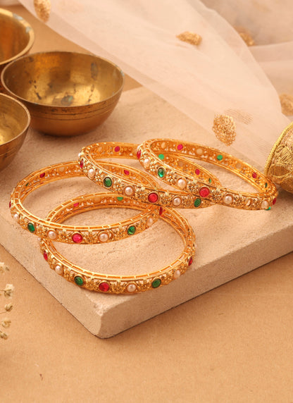 Gold studded jewellery alloy bangles